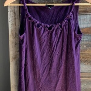 (M) Unique Royal Purple Knotted Scoop Neck Sleevless Top